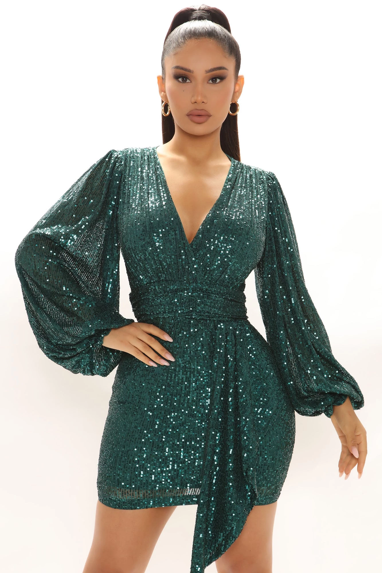 Fashion Nova Starla Sequin Mini Dress - Emerald 4 Fashion Nova Starla Sequin Mini Dress - Emerald - Image 2