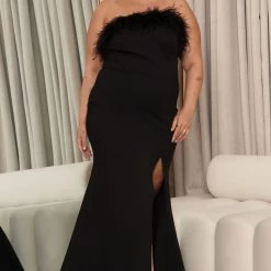 Fashion Nova Emma Feathered Maxi Dress - Black -fashion nova dresses Shop 07 18 22Studio6 RT KJ 10 09 00 3 CD2132FN Black 7996 PLUS JB