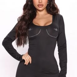 Fashion Nova Pierce My Heart Long Sleeve Midi Dress - Black -fashion nova dresses Shop 07 19 22Studio2 KJ KP 10 09 20 10 XS1515 Black P 0785 PB