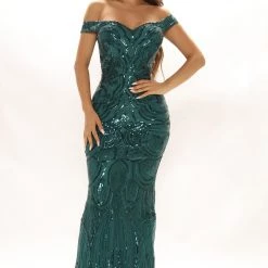 Fashion Nova Until The Weekend Sequin Maxi Dress - Emerald