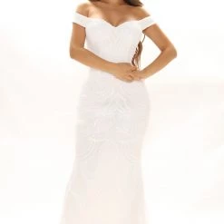 Fashion Nova Until The Weekend Sequin Maxi Dress - White
