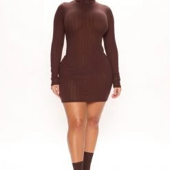Fashion Nova Vivian Turtleneck Mini Dress - Chocolate -fashion nova dresses Shop 07 20 22Studio4 KJ RL 10 40 01 11 72422 Chocolate 2025 KL