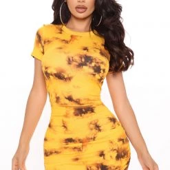 Fashion Nova Short and Sweet Mini Dress - Mustard