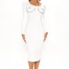 Fashion Nova Pierce My Heart Long Sleeve Midi Dress - White -fashion nova dresses Shop 07 21 22Studio2 MS Rene 8 XS1515 White P 1267 SG