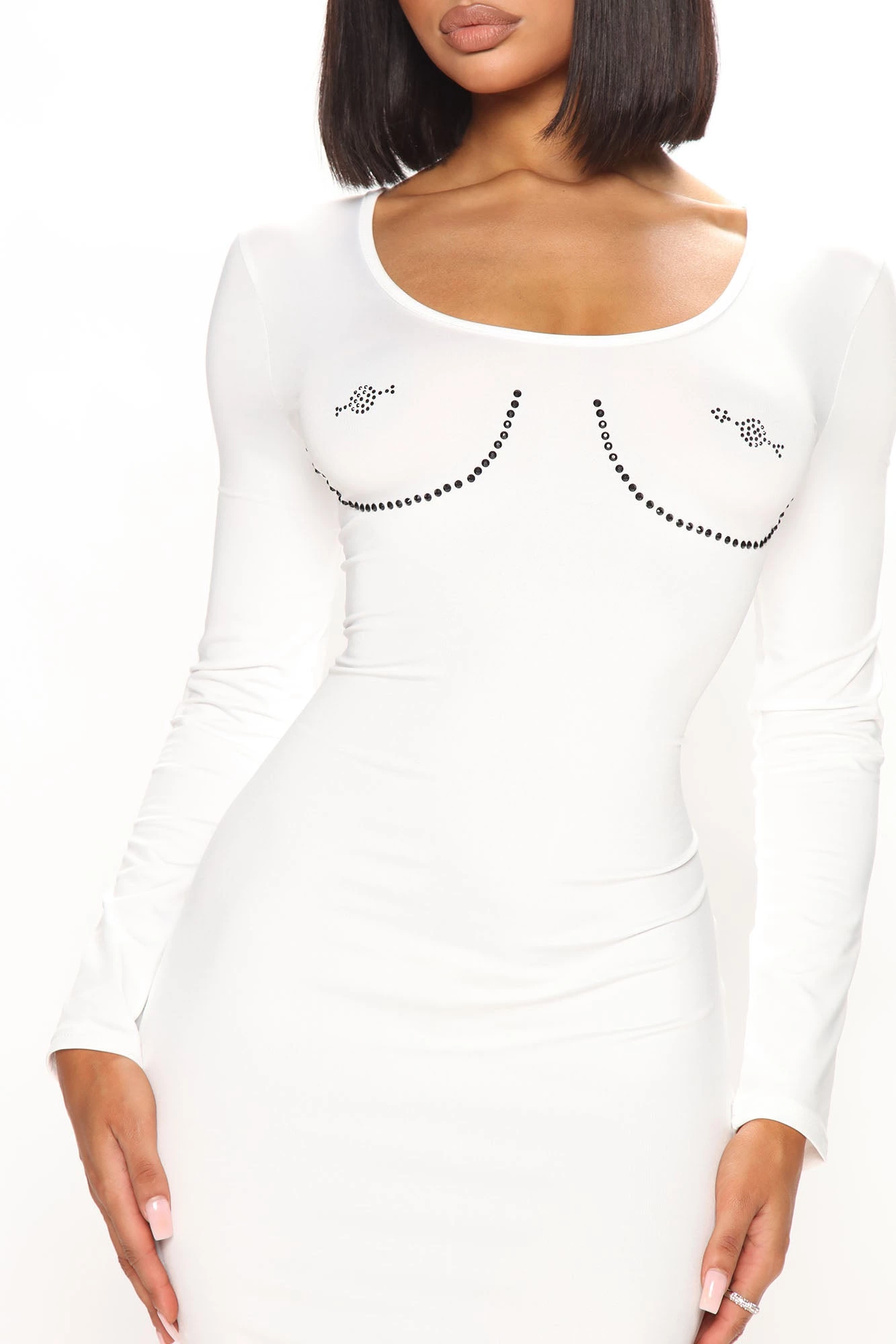 Fashion Nova Pierce My Heart Long Sleeve Midi Dress - White 4 Fashion Nova Pierce My Heart Long Sleeve Midi Dress - White - Image 2