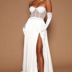 Fashion Nova Anasia Satin Maxi Dress Set - White