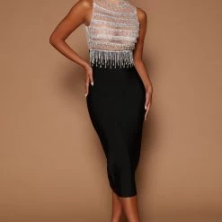 Fashion Nova Lily Embellished Mini Dress - Black