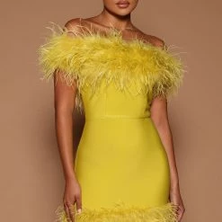 Fashion Nova Acelia Bandage Mini Dress - Chartreuse