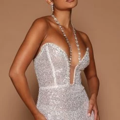 Fashion Nova Mellina Sequin Maxi Dress - White -fashion nova dresses Shop 07 25 22Studio6 ME KP 14 44 12 42 GW22C1097 White 9333 KS