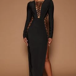 Fashion Nova Sherry Maxi Dress - Black