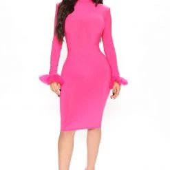 Fashion Nova Met For Date Night Midi Dress - Fuchsia