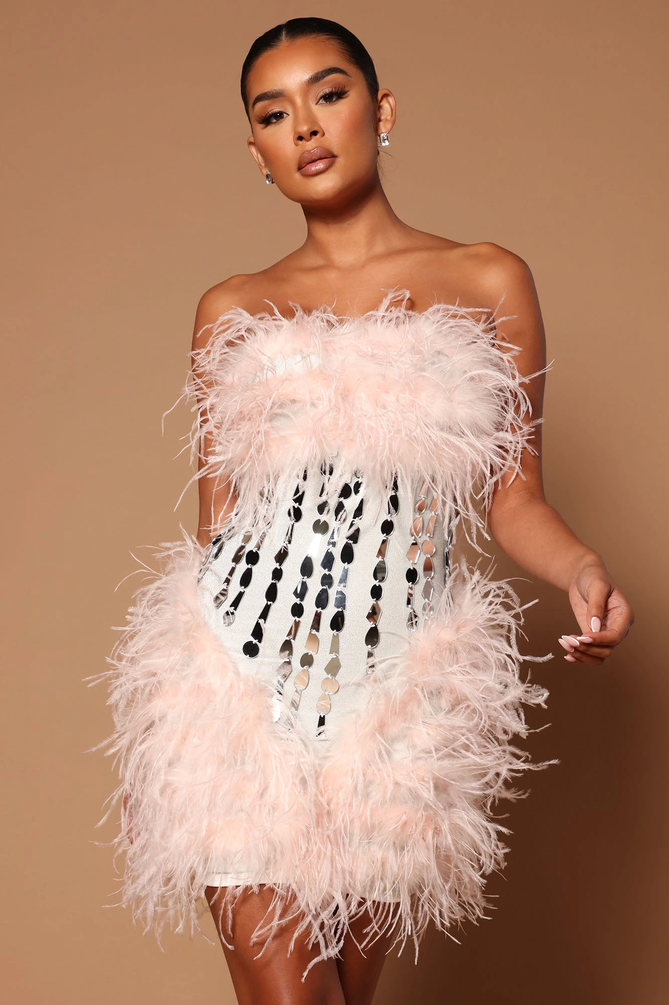 Fashion Nova Ilianna Feather Embellished Mini Dress - Pink 3 Fashion Nova Ilianna Feather Embellished Mini Dress - Pink
