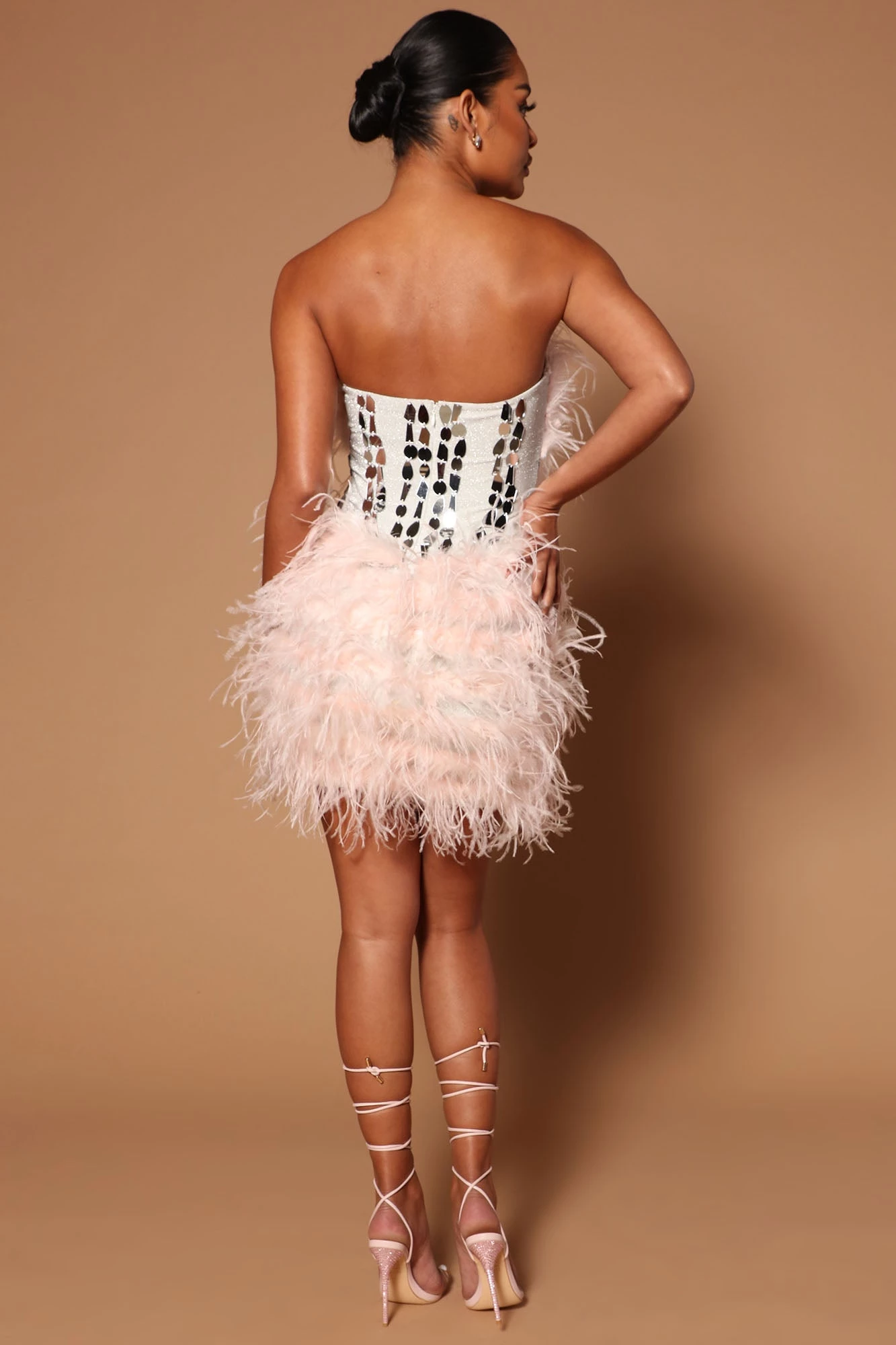 Fashion Nova Ilianna Feather Embellished Mini Dress - Pink 6 Fashion Nova Ilianna Feather Embellished Mini Dress - Pink - Image 4