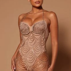 Fashion Nova Gianna Embellished Mini Dress - Yellow