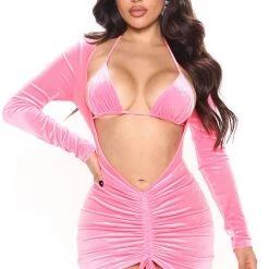 Fashion Nova Get Hyped Velvet Mini Dress - Hot Pink