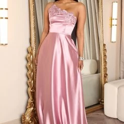Fashion Nova Blair Satin Maxi Dress - Mauve