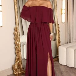 Fashion Nova Right By Your Side Maxi Dress - Burgundy