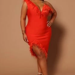 Fashion Nova Alana One Shoulder Feather Midi Dress - Orange -fashion nova dresses Shop 07 28 22Studio7 RT 09 26 58 1 B16968 Orange 26930 JB
