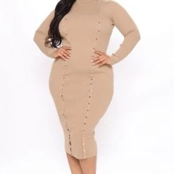 Fashion Nova Oh Snap Sweater Maxi Dress - Taupe -fashion nova dresses Shop 07 29 21Studio3 JP MJ 10 58 58 23 22262 Taupe 6185 PLUS MH
