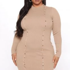 Fashion Nova Oh Snap Sweater Maxi Dress - Taupe -fashion nova dresses Shop 07 29 21Studio3 JP MJ 10 59 01 23 22262 Taupe 6187 PLUS MH