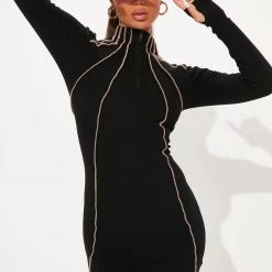 Fashion Nova Emani Sweater Mini Dress - Black/combo