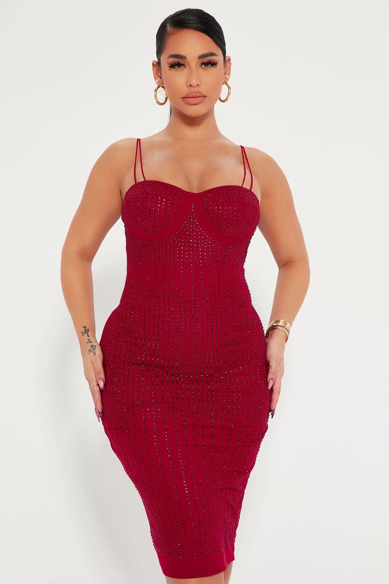 Fashion Nova Bianca Embelllished Midi Dress - Wine 3 Fashion Nova Bianca Embelllished Midi Dress - Wine