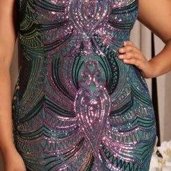 Fashion Nova Briana Sequin Gown - Green/combo -fashion nova dresses Shop 08 02 22Studio5 SN DJ 14 12 39 19 1309P1 Greencombo 0640 PLUS KS