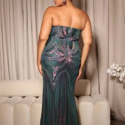 Fashion Nova Briana Sequin Gown - Green/combo -fashion nova dresses Shop 08 02 22Studio5 SN DJ 14 13 09 19 1309P1 Greencombo 0643 PLUS KS