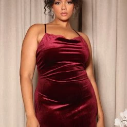 Fashion Nova Wrapped In Velvet Maxi Dress - Burgundy -fashion nova dresses Shop 08 02 22Studio5 SN DJ 14 17 26 20 1845P7 Burgundy 0648 PLUS EH