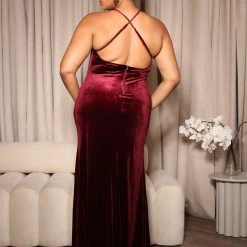 Fashion Nova Wrapped In Velvet Maxi Dress - Burgundy -fashion nova dresses Shop 08 02 22Studio5 SN DJ 14 18 21 20 1845P7 Burgundy 0652 PLUS EH