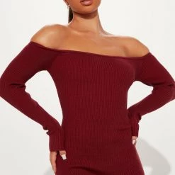 Fashion Nova Maldina Sweater Maxi Dress - Burgundy -fashion nova dresses Shop 08 05 22Studio1 KJ JM 14 38 56 28 IMD61271 Burgundy P 1904 SG
