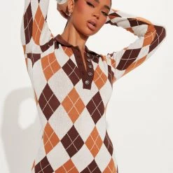 Fashion Nova Hot Cocoa Sweater Midi Dress - Brown/combo -fashion nova dresses Shop 08 05 22Studio1 KJ JM 15 22 47 40 DR2526 Browncombo P 2162 SG