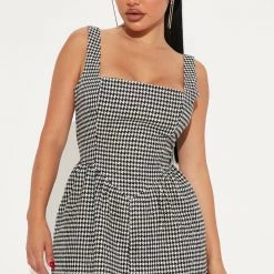 Fashion Nova Class Queen Houndstooth Mini Dress - Black/White