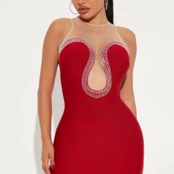 Fashion Nova Get To Know Ya Bandage Mini Dress - Red