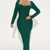 Fashion Nova Always Good Long Sleeve Bandage Midi Dress - Hunter