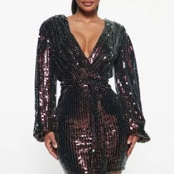 Fashion Nova Yves Sequin Mini Dress - Black
