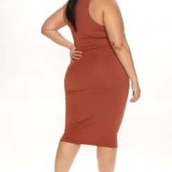 Fashion Nova Rachel Racerback Midi Dress - Brown -fashion nova dresses Shop 08 05 22Studio7 DD AC 15 48 32 23 DX5737 Brown 0268 PLUS PB