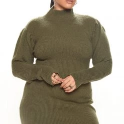 Fashion Nova Josie Sweater Mini Dress - Olive -fashion nova dresses Shop 08 05 22Studio7 DD AC 15 57 08 26 HM382FN Olive 0298 PLUS JB