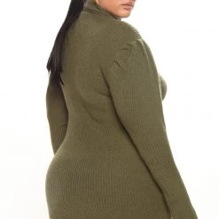 Fashion Nova Josie Sweater Mini Dress - Olive -fashion nova dresses Shop 08 05 22Studio7 DD AC 15 57 21 26 HM382FN Olive 0302 PLUS JB