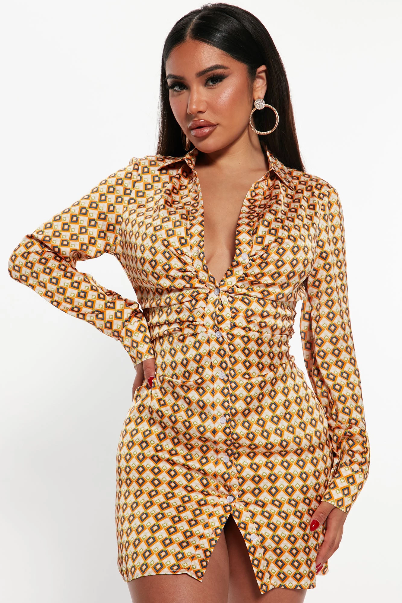 Fashion Nova Eliza Satin Mini Dress - Orange/combo 3 Fashion Nova Eliza Satin Mini Dress - Orange/combo