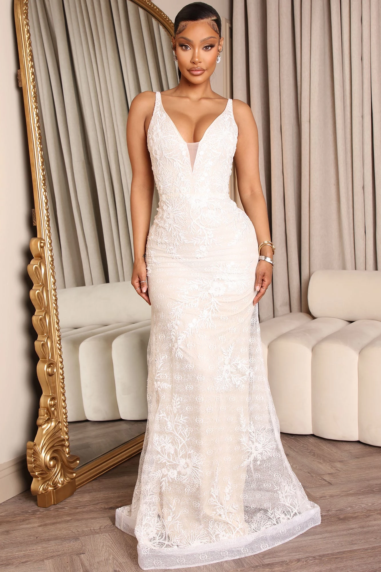 Fashion Nova Belle Embellished Maxi Gown - Off White 3 Fashion Nova Belle Embellished Maxi Gown - Off White