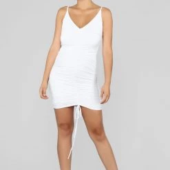 Fashion Nova Shanghai Ruched Dress - White -fashion nova dresses Shop 08 09 18 Studio 3 11 55 35 D738 White 0534 AJ scaled