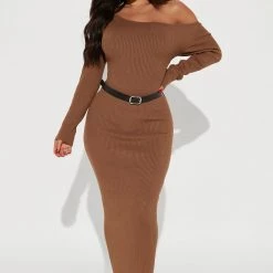 Fashion Nova Joselin Sweater Maxi Dress - Mocha