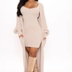 Fashion Nova Living In It Cozy Dress Set - Taupe -fashion nova dresses Shop 08 11 20 AP CP 13 38 32 D6607C Taupe 48916 JK