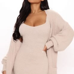 Fashion Nova Living In It Cozy Dress Set - Taupe -fashion nova dresses Shop 08 11 20 AP CP 13 38 32 D6607C Taupe 48917 JK