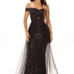Fashion Nova Impeccable Taste Sequin Maxi Dress - Black