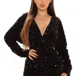 Fashion Nova One And Only Sequin Mini Dress - Black