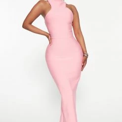 Fashion Nova By Your Side Bandage Maxi Dress - Pink