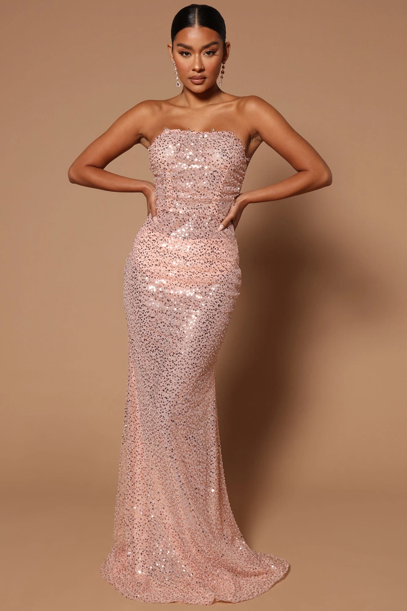 Fashion Nova Leilani Sequin Mesh Maxi Dress - Peach 3 Fashion Nova Leilani Sequin Mesh Maxi Dress - Peach