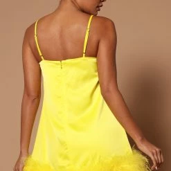 Fashion Nova Lilah Feather Trim Square Neck Mini Dress - Yellow -fashion nova dresses Shop 08 11 22Studio6 SN KP 10 20 29 8 B60977 Yellow 1285 KL